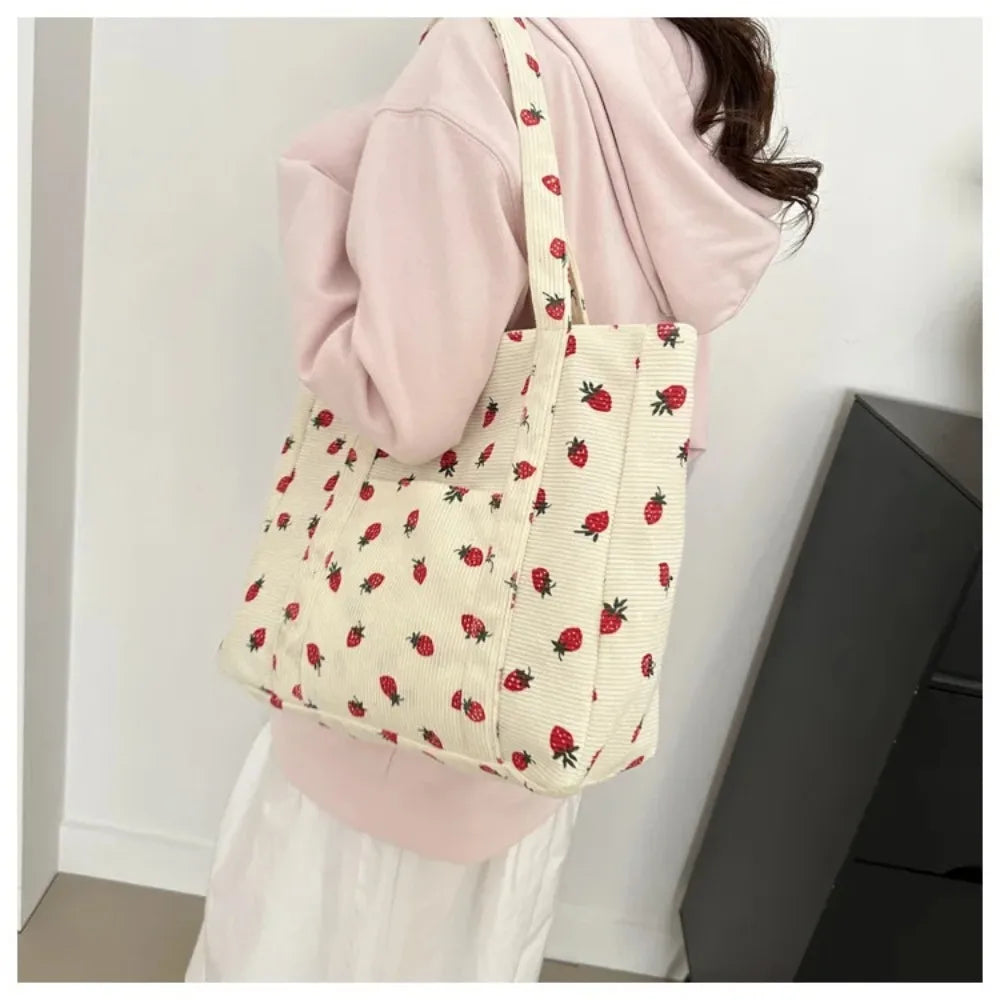 Corduroy Strawberry Tote