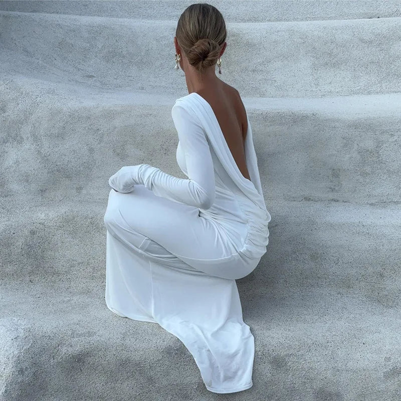 Backless Slim Fit Long Sleeve Dress – Elegant Autumn Style