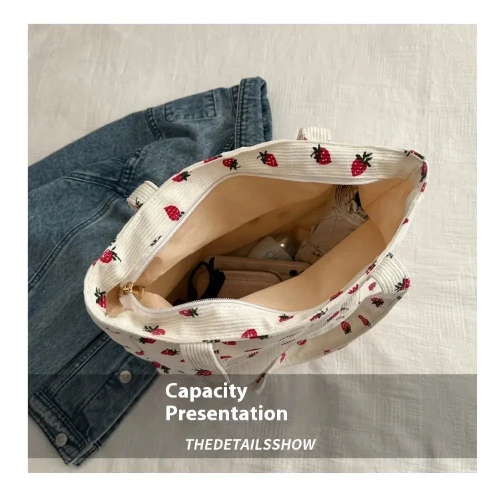 Corduroy Strawberry Tote