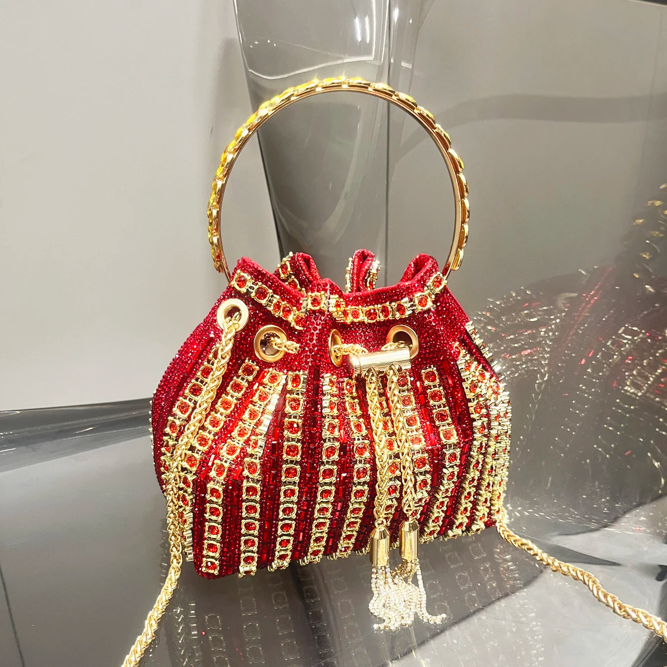 Luxury Crystal Rhinestone Evening Clutch – Designer Shoulder Bag