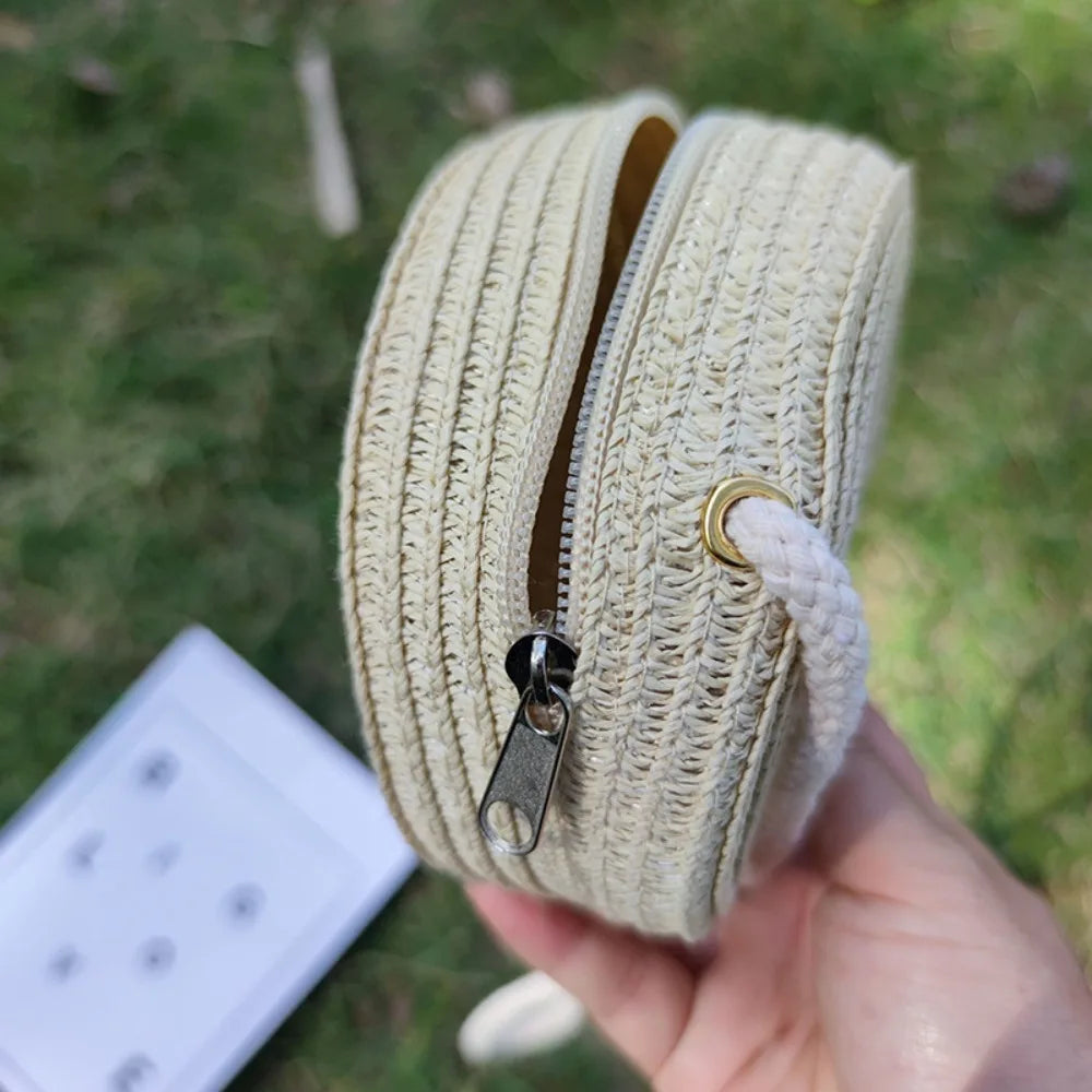 Handmade Straw Flower Shoulder Bag