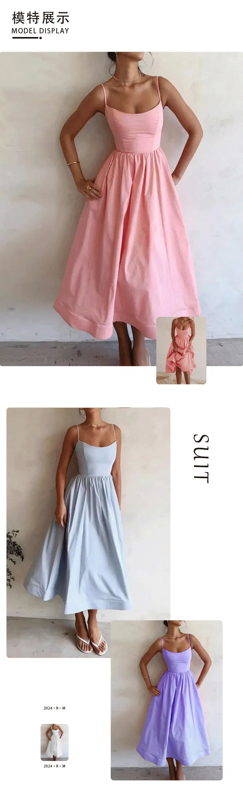 U-Neck Pleated Swing Dress – Sleeveless & Cinched Waist