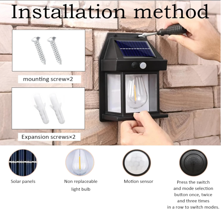 SolarGlow LED Wall Light – Wireless, Dusk-to-Dawn Outdoor Lantern