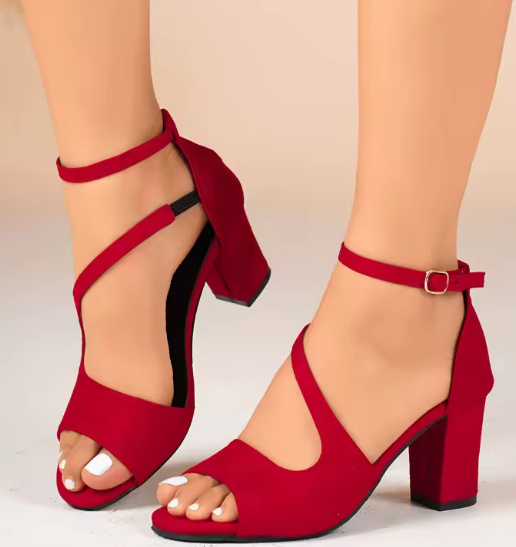 Suede Block Heel Sandals – Open Toe Elegance