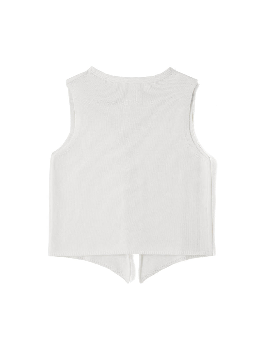 Women’s Y2K Crochet Knit Vest – Sleeveless V-Neck Open Front Crop Cardigan