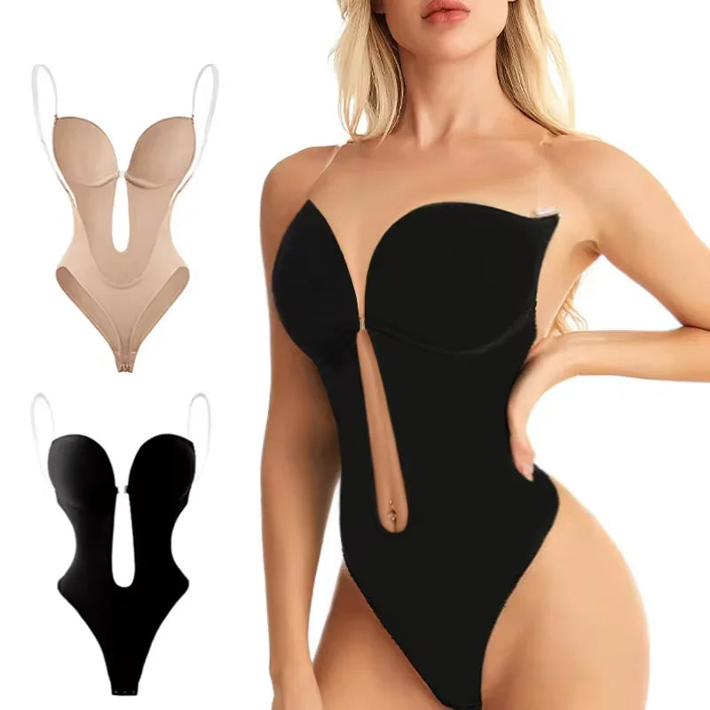 Women’s Backless Deep V Bodysuit Shapewear