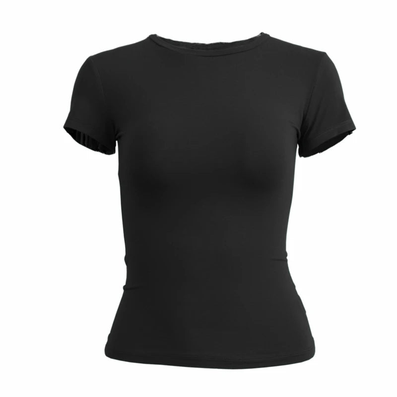 Slim Fit Knitted O-Neck T-Shirt – Y2K Street Style