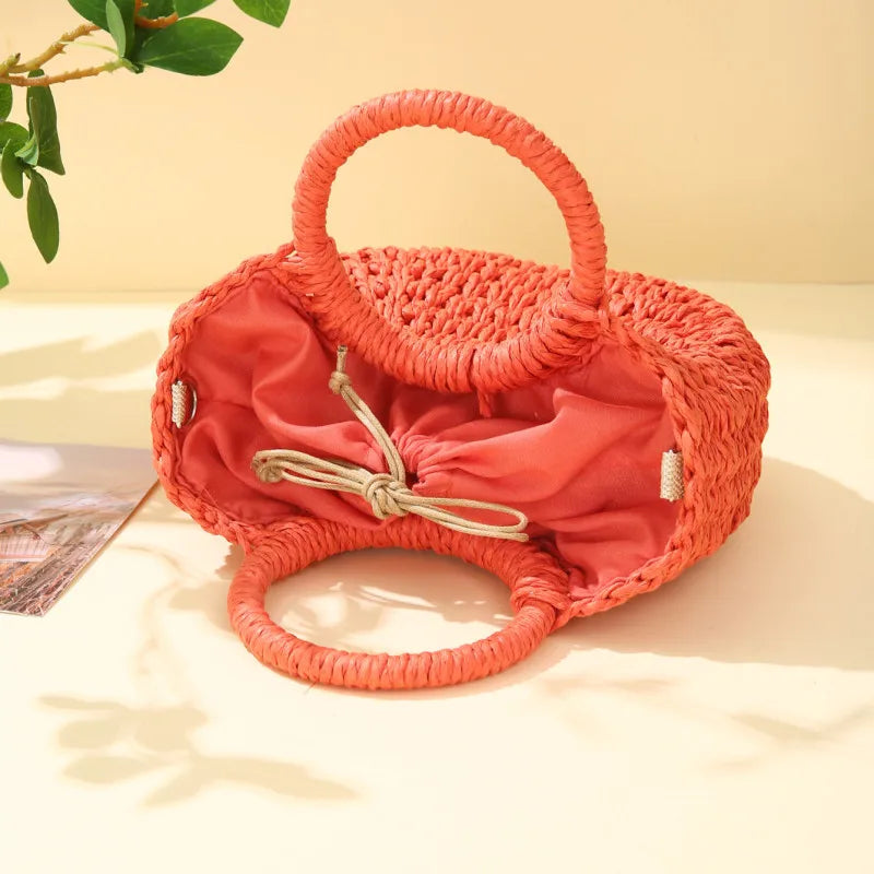Handwoven Rattan Half-Moon Bag