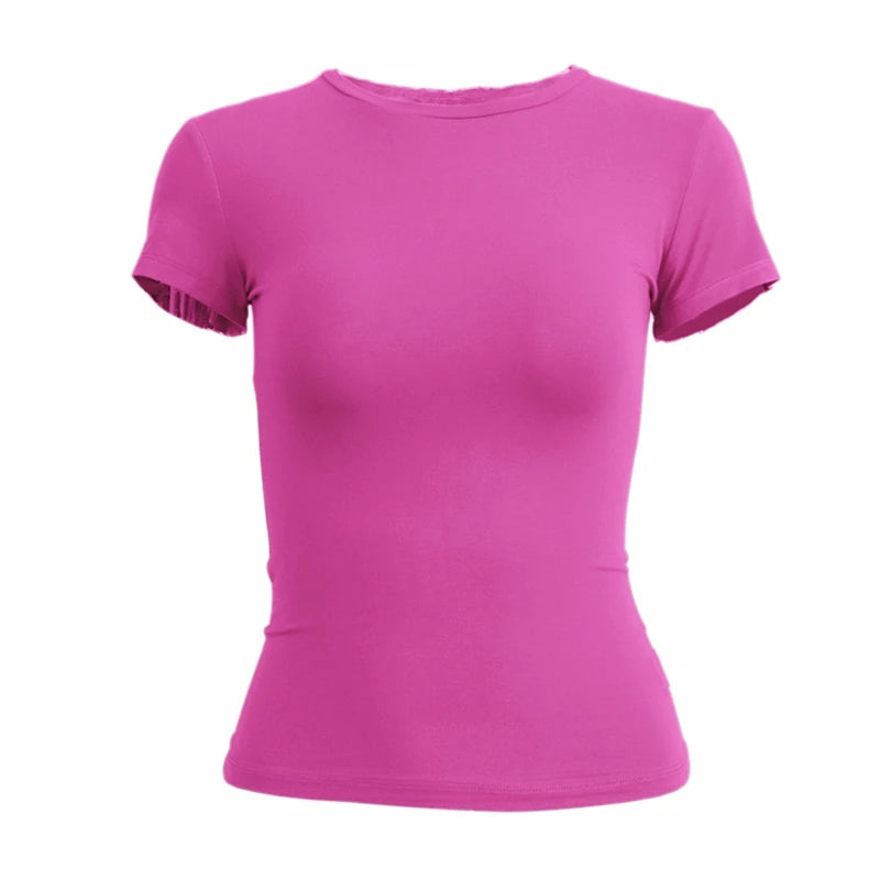 Slim Fit Knitted O-Neck T-Shirt – Y2K Street Style