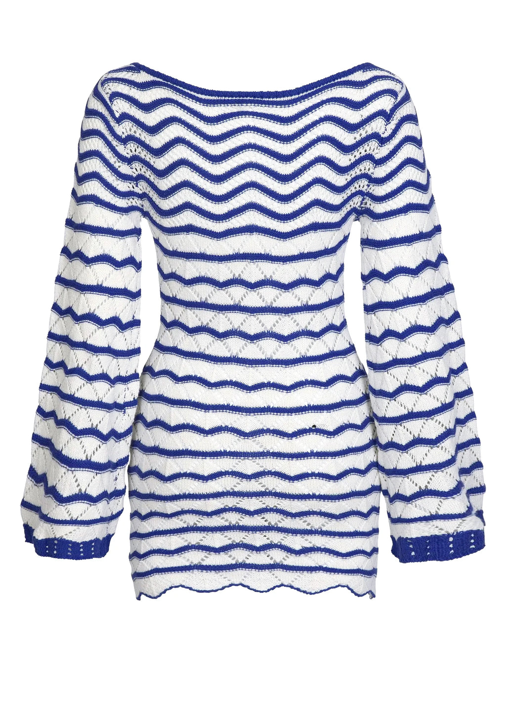 Boho Striped V-Neck Cut-Out Bell Sleeve Mini Dress – Summer Beach Cover-Up