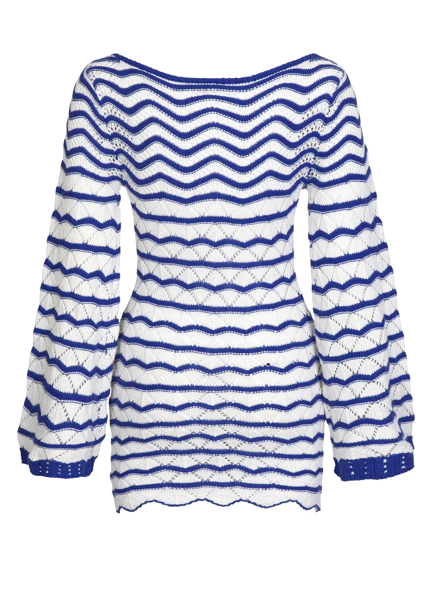 Boho Striped V-Neck Cut-Out Bell Sleeve Mini Dress – Summer Beach Cover-Up
