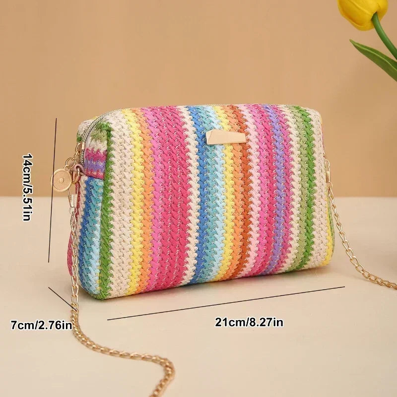 Knitted Straw Beach Bag – Small Shoulder Handbag