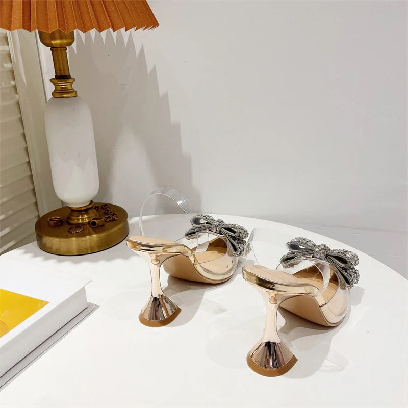 Liyke Crystal Bow Transparent High Heels