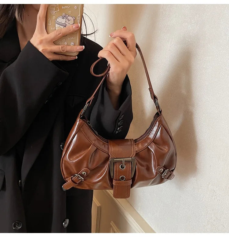 Retro Pleated Hobo Bag