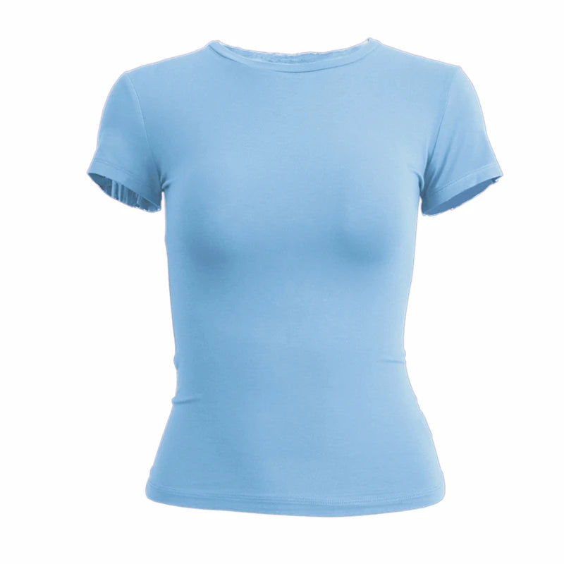 Slim Fit Knitted O-Neck T-Shirt – Y2K Street Style