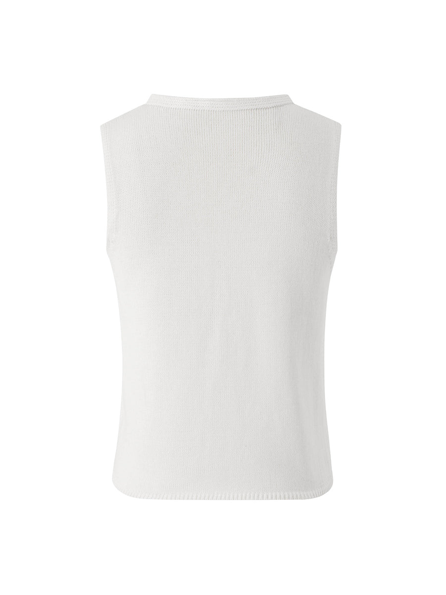 Women’s Y2K Crochet Knit Vest – Sleeveless V-Neck Open Front Crop Cardigan