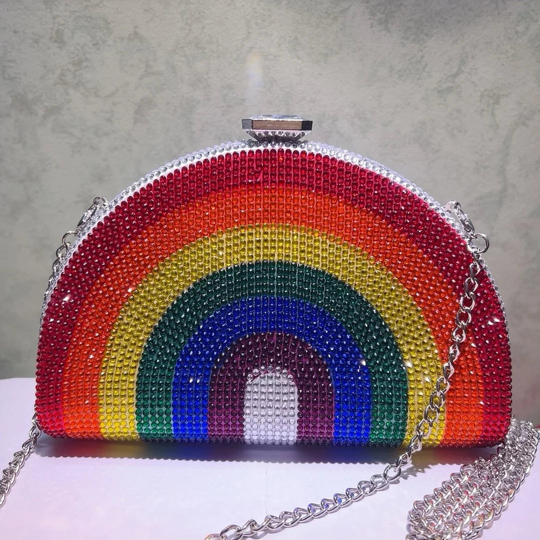 Rainbow Crystal Evening Clutch