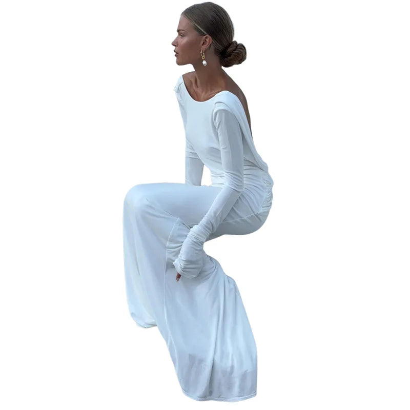 Backless Slim Fit Long Sleeve Dress – Elegant Autumn Style