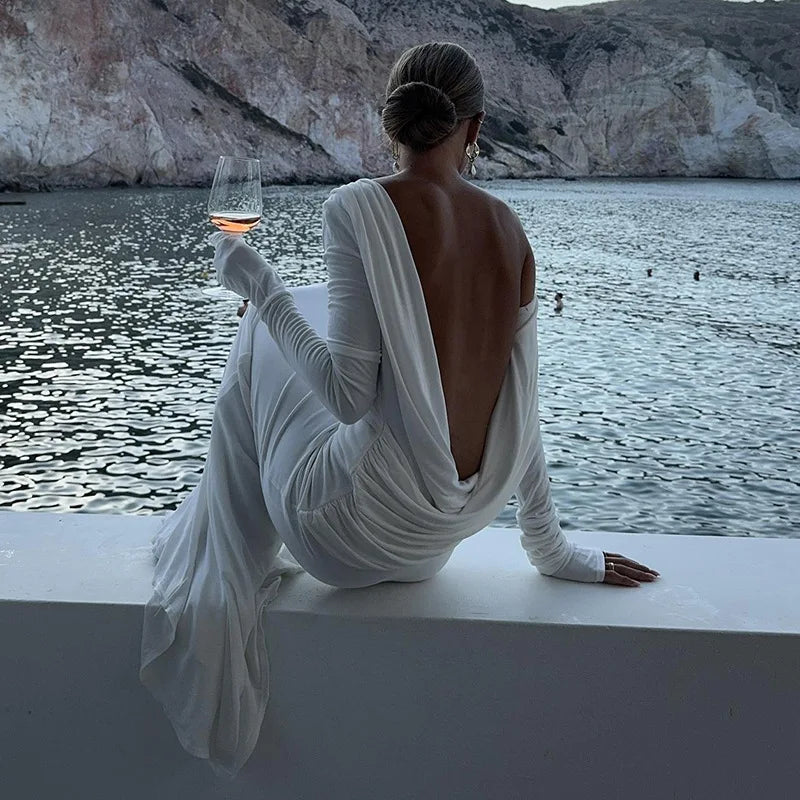 Backless Slim Fit Long Sleeve Dress – Elegant Autumn Style